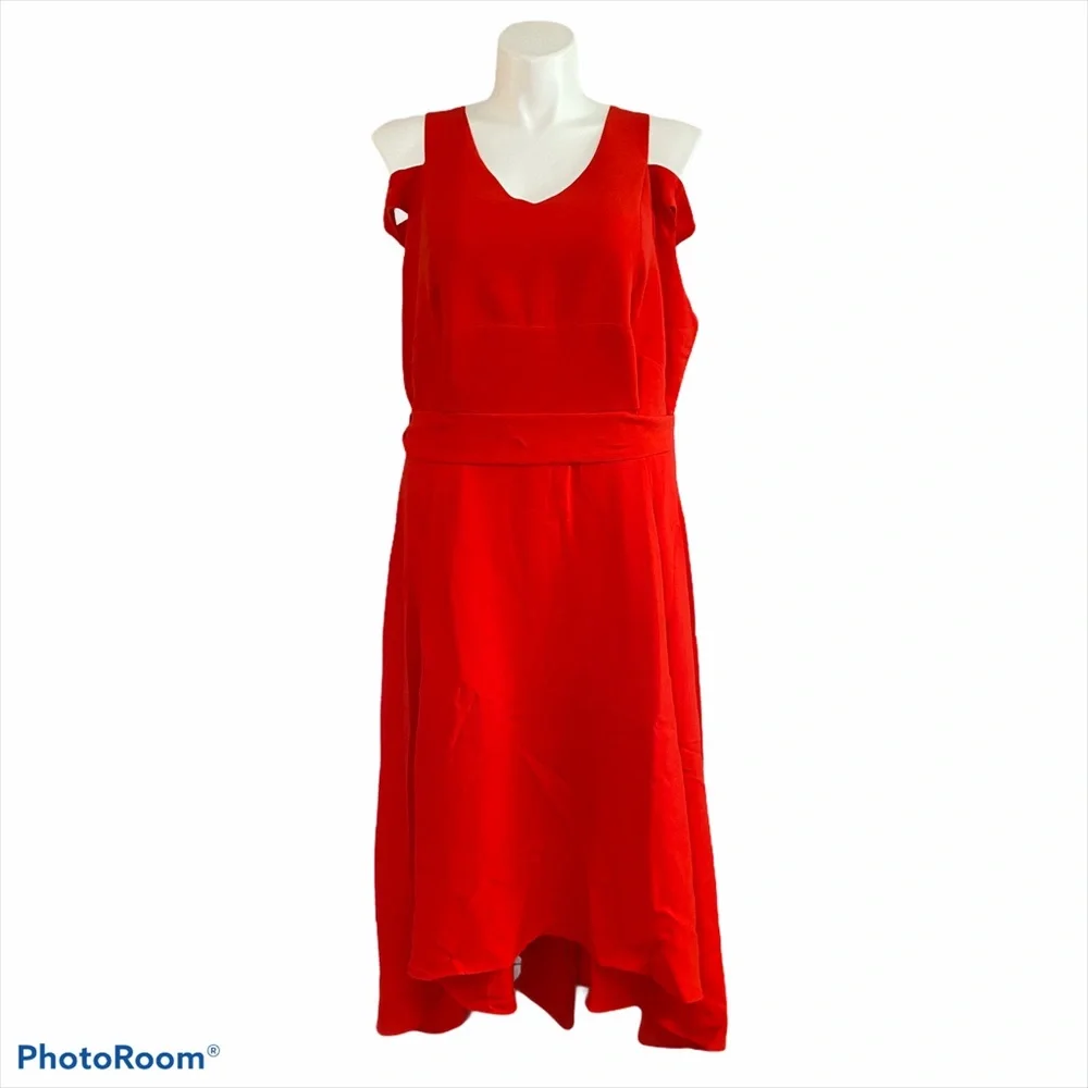 ROAMANS RED SLEEVELESS CUTOUT DRESS - Picture 3 of 9